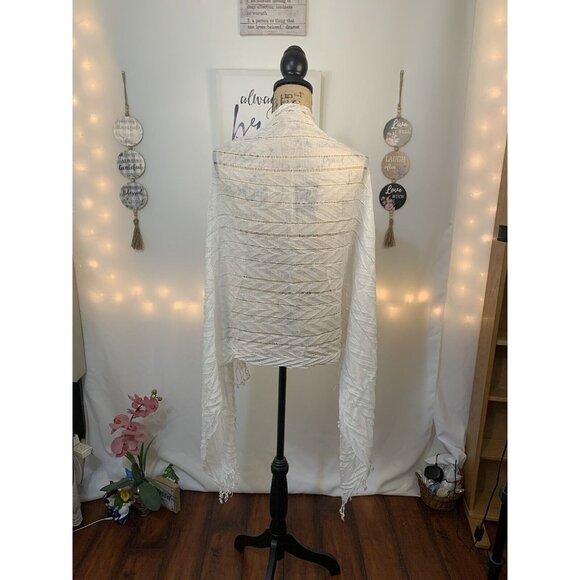 (A-17) Shawl, rebozo for women cream color,  usado - Picture 3 of 5